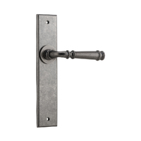 Iver Verona Door Lever Handle on Chamfered Backplate Passage Distressed Nickel 13786