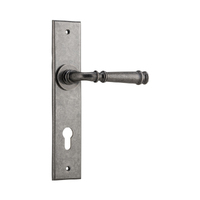 Iver Verona Door Lever Handle on Chamfered Backplate Euro Distressed Nickel 13786E85