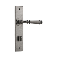 Iver Verona Door Lever Handle on Chamfered Backplate Privacy Distressed Nickel 13786P85