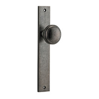 Iver Paddington Door Knob on Rectangular Backplate Passage Distressed Nickel 13820