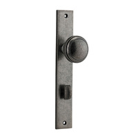 Iver Paddington Door Knob on Rectangular Backplate Privacy Distressed Nickel 13820P85