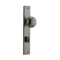 Iver Cambridge Door Knob on Rectangular Backplate Privacy Distressed Nickel 13822P85