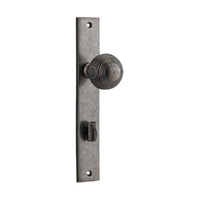 Iver Guildford Door Knob on Rectangular Backplate Privacy Distressed Nickel 13824P85