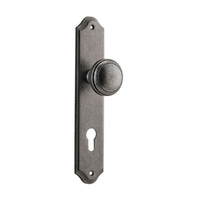 Iver Paddington Door Knob on Shouldered Backplate Euro Distressed Nickel 13826E85
