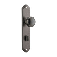 Iver Paddington Door Knob on Shouldered Backplate Privacy Distressed Nickel 13826P85