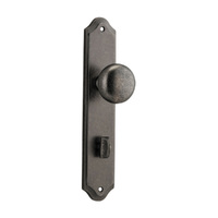 Iver Cambridge Door Knob on Shouldered Backplate Privacy Distressed Nickel 13828P85