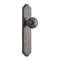 Iver Guildford Door Knob on Shouldered Backplate Passage Distressed Nickel 13830