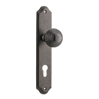 Iver Guildford Door Knob on Shouldered Backplate Euro Distressed Nickel 13830E85
