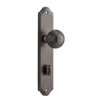 Iver Guildford Door Knob on Shouldered Backplate Privacy Distressed Nickel 13830P85