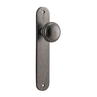 Iver Paddington Door Knob on Oval Backplate Passage Distressed Nickel 13832