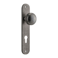 Iver Paddington Door Knob on Oval Backplate Euro Distressed Nickel 13832E85