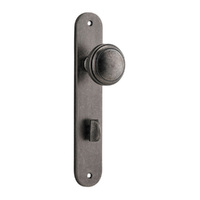 Iver Paddington Door Knob on Oval Backplate Privacy Distressed Nickel 13832P85