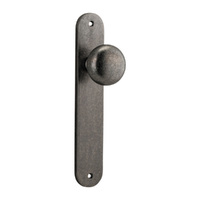 Iver Cambridge Door Knob on Oval Backplate Passage Distressed Nickel 13834