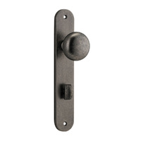 Iver Cambridge Door Knob on Oval Backplate Privacy Distressed Nickel 13834P85