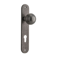 Iver Guildford Door Knob on Oval Backplate Euro Distressed Nickel 13836E85