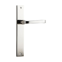 Iver Verona Lever Handle on Rectangular Backplate Passage Polished Nickel 14206