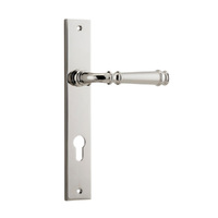 Iver Verona Lever Handle on Rectangular Backplate Euro Polished Nickel 14206E85