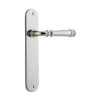 Iver Verona Door Lever Handle on Oval Backplate Passage Polished Nickel 14230