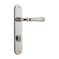 Iver Verona Door Lever Handle on Oval Backplate Privacy Polished Nickel 14230P85