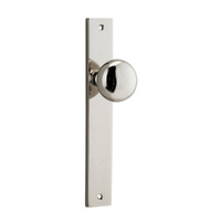 Iver Cambridge Door Knob on Rectangular Backplate Passage Polished Nickel 14322