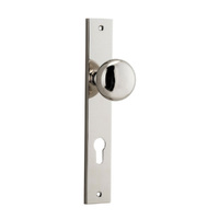 Iver Cambridge Door Knob on Rectangular Backplate Euro Polished Nickel 14322E85