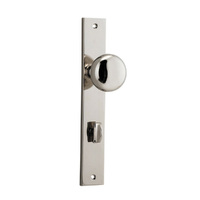 Iver Cambridge Door Knob on Rectangular Backplate Privacy Polished Nickel 14322P85