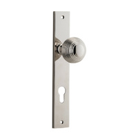 Iver Guildford Door Knob on Rectangular Backplate Euro Polished Nickel 14324E85