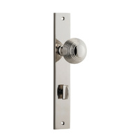 Iver Guildford Door Knob on Rectangular Backplate Privacy Polished Nickel 14324P85