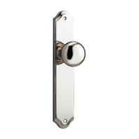 Iver Cambridge Door Knob on Shouldered Backplate Passage Polished Nickel 14328