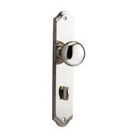 Iver Cambridge Door Knob on Shouldered Backplate Privacy Polished Nickel 14328P85