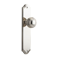 Iver Guildford Door Knob on Shouldered Backplate Passage Polished Nickel 14330