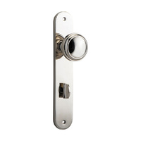 Iver Paddington Door Knob on Oval Backplate Privacy Polished Nickel 14332P85