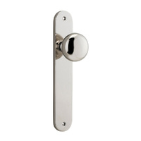 Iver Cambridge Door Knob on Oval Backplate Passage Polished Nickel 14334