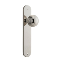 Iver Guildford Door Knob on Oval Backplate Passage Polished Nickel 14336