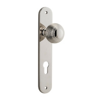 Iver Guildford Door Knob on Oval Backplate Euro Polished Nickel 14336E85