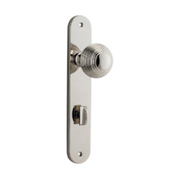 Iver Guildford Door Knob on Oval Backplate Privacy Polished Nickel 14336P85