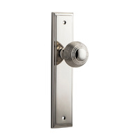 Iver Guildford Door Knob on Stepped Backplate Passage Polished Nickel 14342