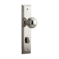 Iver Guildford Door Knob on Stepped Backplate Privacy Polished Nickel 14342P85