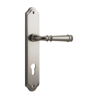 Iver Verona Door Lever Handle on Shouldered Backplate Euro Satin Nickel 14718E85