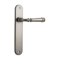 Iver Verona Door Lever Handle on Oval Backplate Passage Satin Nickel 14730