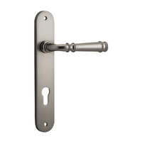 Iver Verona Door Lever Handle on Oval Backplate Euro Satin Nickel 14730E85