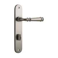 Iver Verona Door Lever Handle on Oval Backplate Privacy Satin Nickel 14730P85