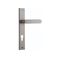 Iver Bronte Door Lever Handle on Rectangular Backplate Entrance Satin Nickel 14748E85