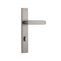 Iver Bronte Door Lever Handle on Rectangular Backplate Privacy Satin Nickel 14748P85