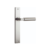 Iver Berlin Door Lever Handle on Rectangular Backplate Passage Satin Nickel 14750