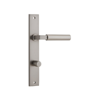 Iver Berlin Door Lever Handle on Rectangular Backplate Privacy Satin Nickel 14750P85