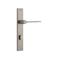 Iver Como Door Lever Handle on Rectangular Backplate Privacy Satin Nickel 14754P85