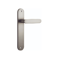 Iver Bronte Door Lever Handle on Oval Backplate Passage Satin Nickel 14764