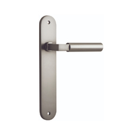 Iver Berlin Door Lever Handle on Oval Backplate Passage Satin Nickel 14766