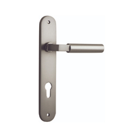 Iver Berlin Door Lever Handle on Oval Backplate Euro Satin Nickel 14766E85